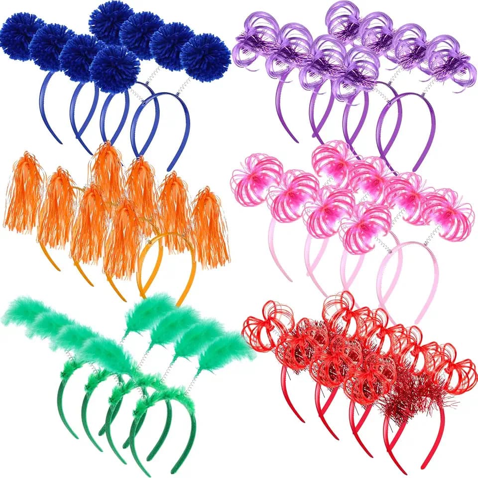 Censen 24 Pcs Pompom Headband Bulk Halloween Hair Accessories