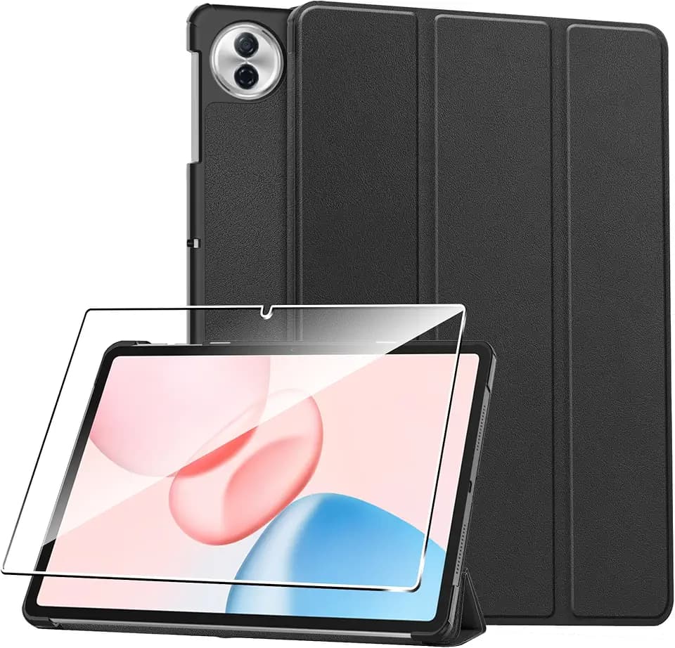 Hülle für Honor Pad 10/20 / 20 Pro 12.1" Tablette Case Cover+ 1 Stücks Schutzglas Schutzfolie -Schwarz