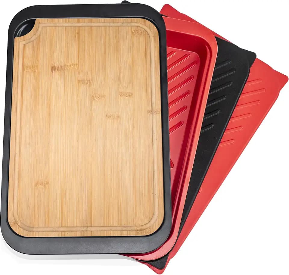 Czlizdyt Bamboo Grilling Prep and Serve Trays with lid