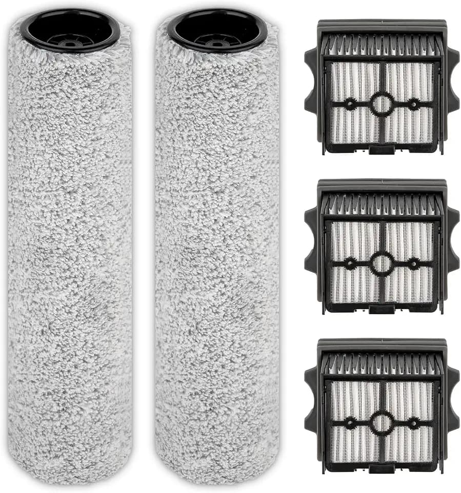(5 Pices) Floor One S9 Artist Pro Brush Rollers and HEPA Filters Compatible with Tineco Floor One S9 Artist Pro Wet Dry Vacuum Cleaner (Excluding Handle), 2 Brush Rollers, 3 HEPA Filters