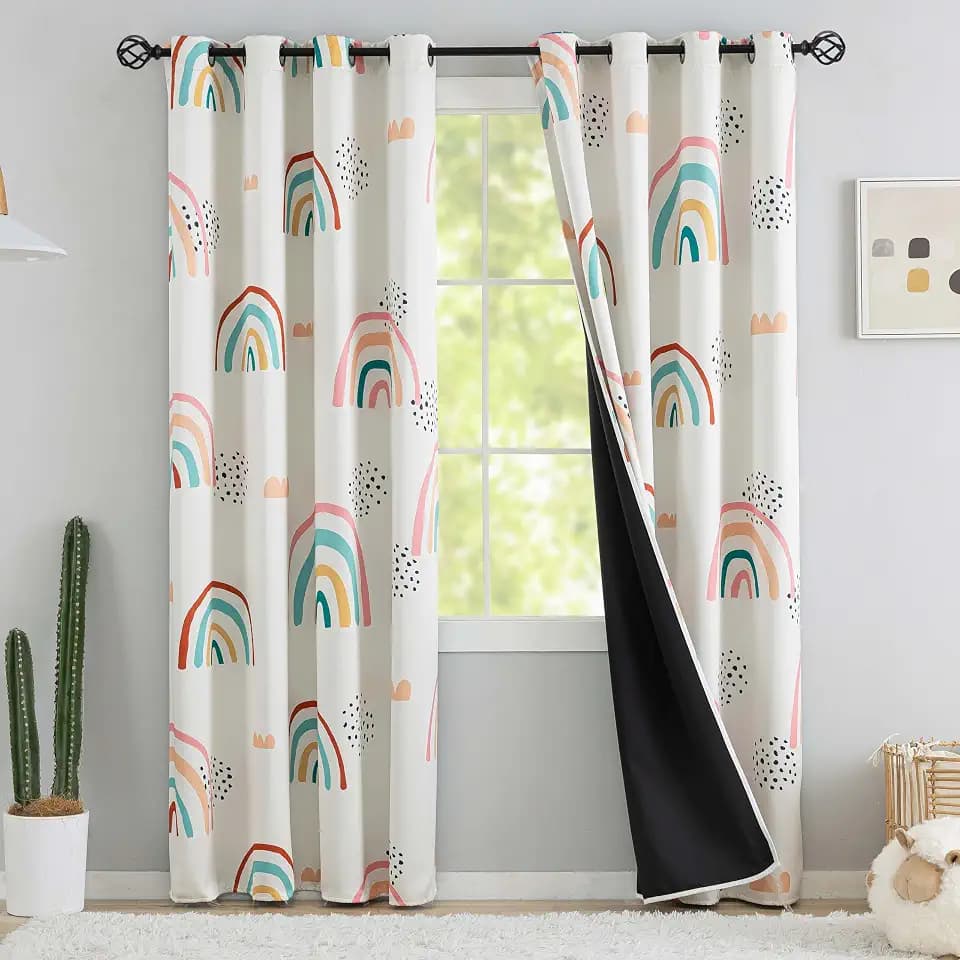 Blackout Rainbow Curtains for Kids Nursery Curtain, C1, 52" x 84", 2 Panels