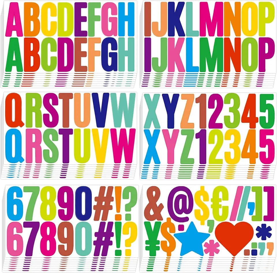 800 Pcs 48 Sheets Letter Stickers,Large Alphabet Number Stickers (Colorful)