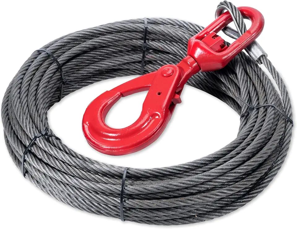Galvanized Winch Cable, 1/2" x 100' Towing Cable with Safety Hook