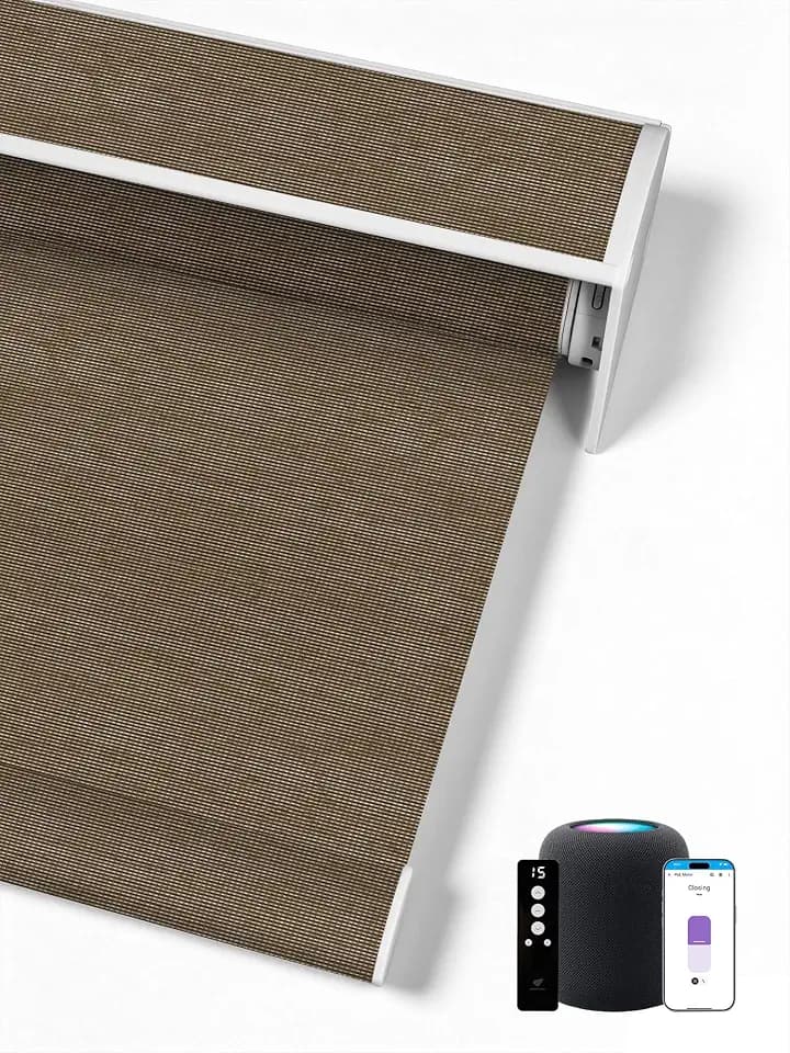 SmartWings Motorized Smart Roller Shades, 5% Openness PVC Free Cocoa