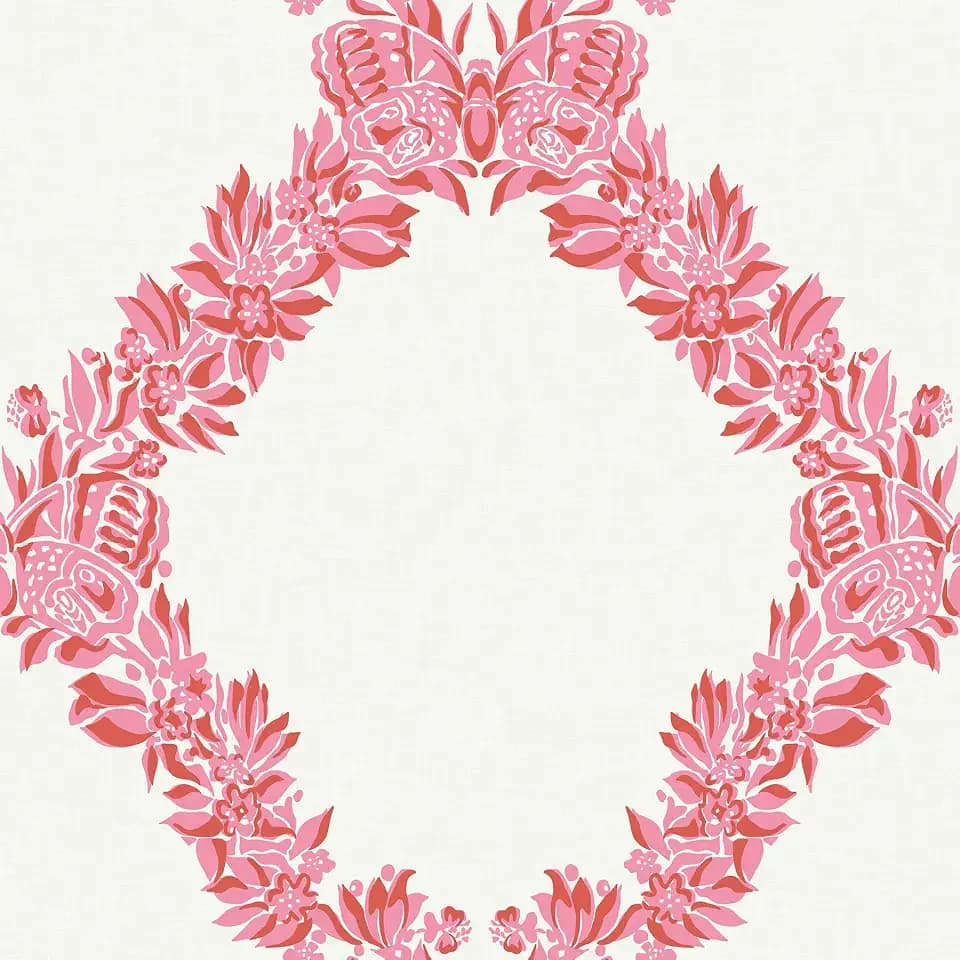 NuWallpaper x Scalamandre Pink Valentino Wreath Peel & Stick Wallpaper, Traditional, Self-Adhesive, 20.5-in x 18-ft