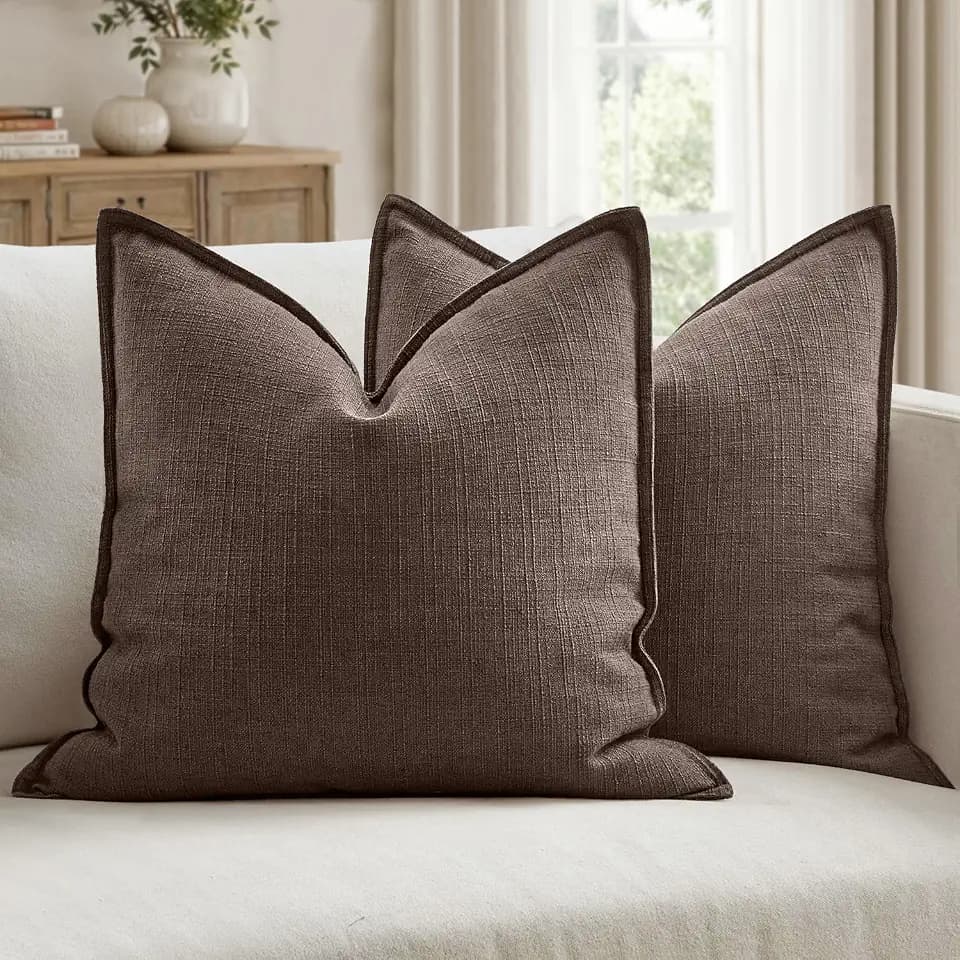 MIULEE Thick Textured Euro Sham Throw Pillow Covers 26x26 Inch Dark Brown