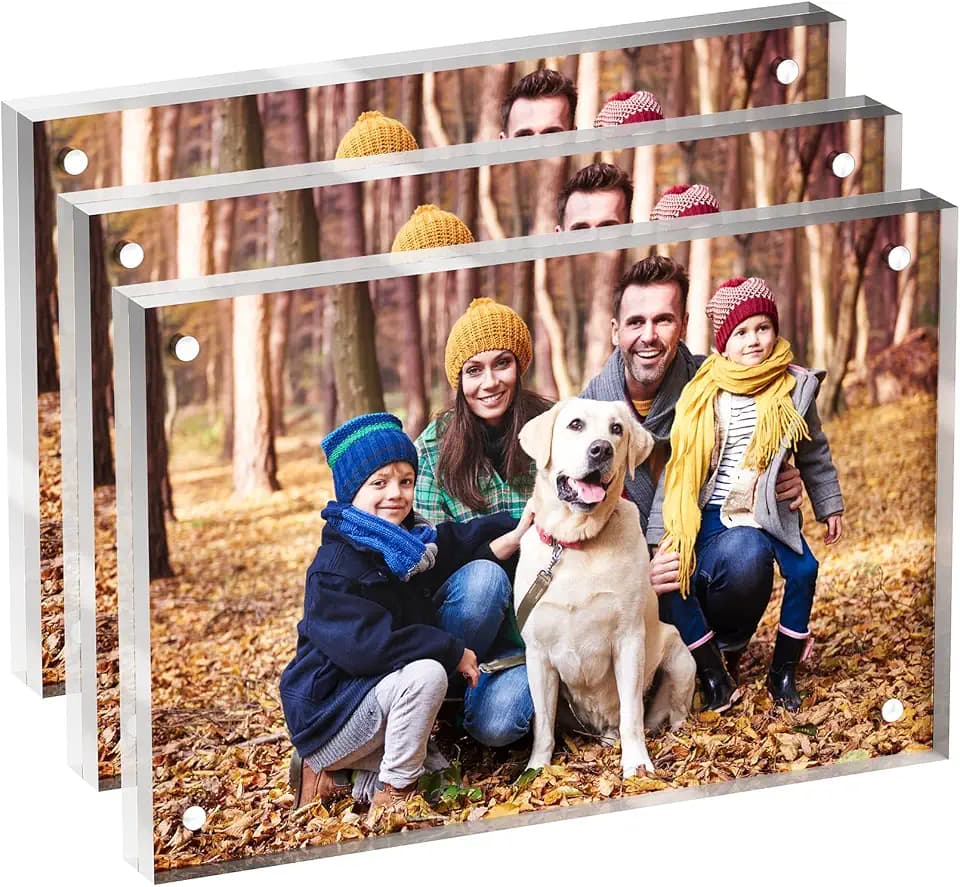 Neatsure 5x7 Acrylic Picture Frame 3 Pack, Clear Freestanding Double Sided Frameless Magnetic Photo Frames, Desktop Display Decor Gift