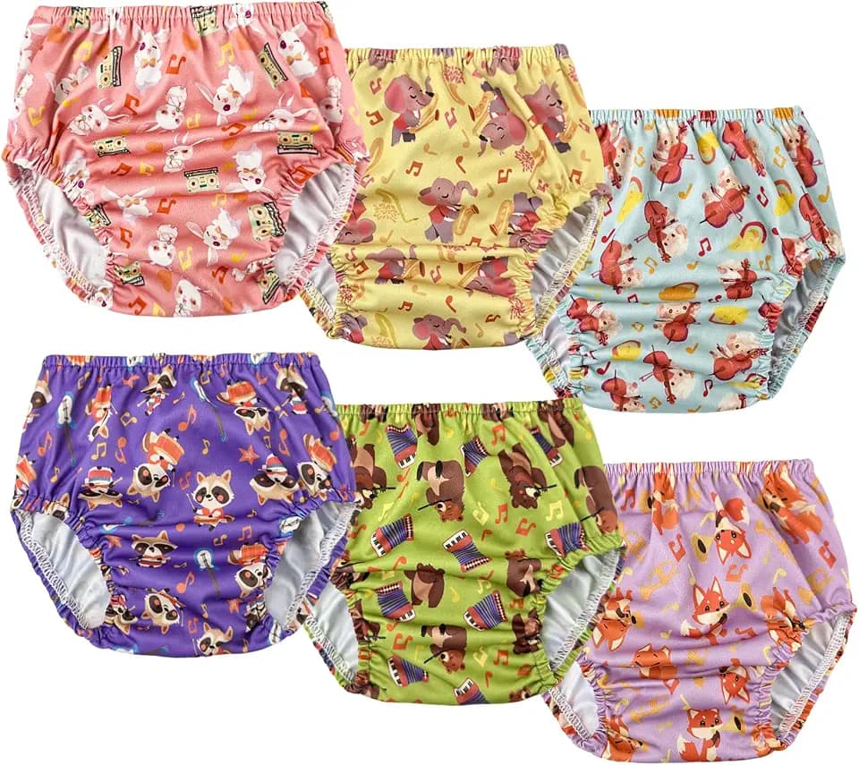 BISENKID 6 Packs Waterproof Plastic Training Pants for Toddlers Training Underwear Girls Good Elastic Plastic Underwear for Toddlers Girls 5t