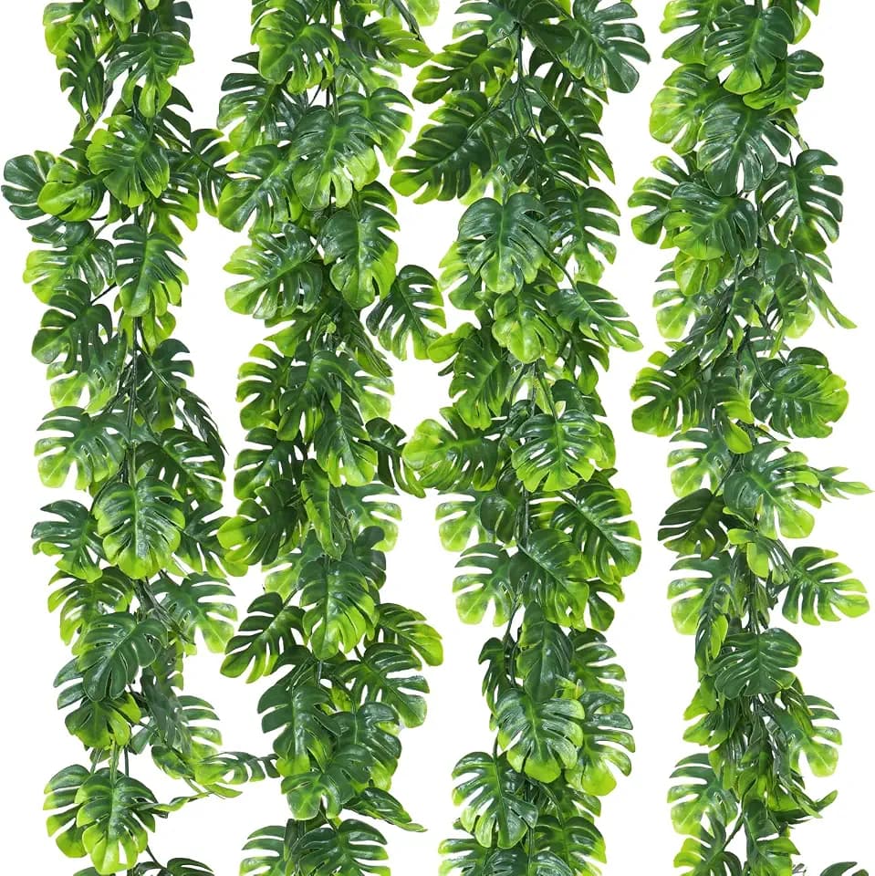 Dolicer 4Pcs Artificial Monstera Leaf Vines 5.6Ft Greenery Garland