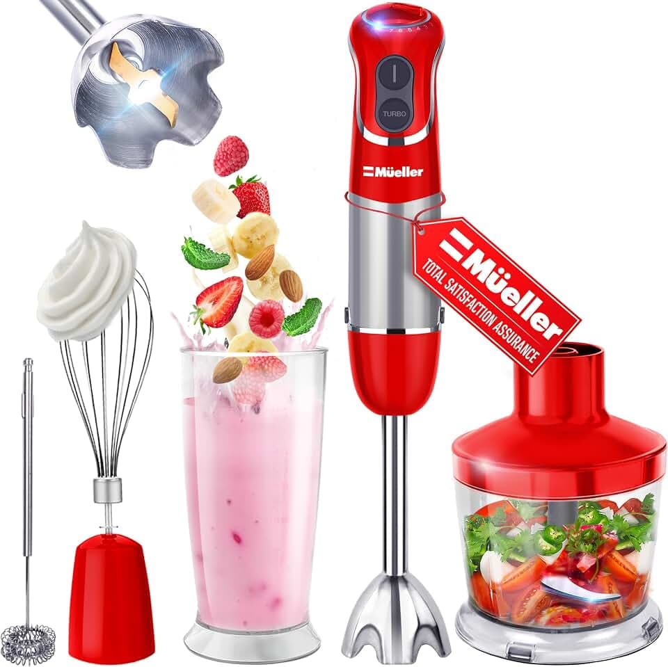 Mueller Multistick 5-in-1 Immersion Blender Handheld, 12-Speed Hand Mixer