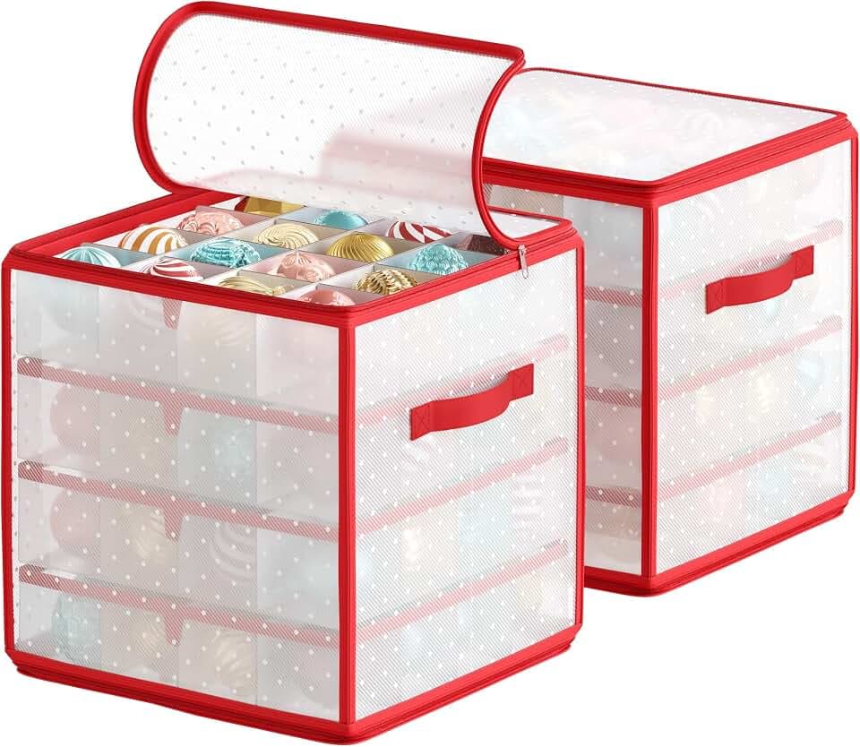 SONGMICS Aufbewahrungsbox für Weihnachtskugeln, 2er Set, 64 Fächer