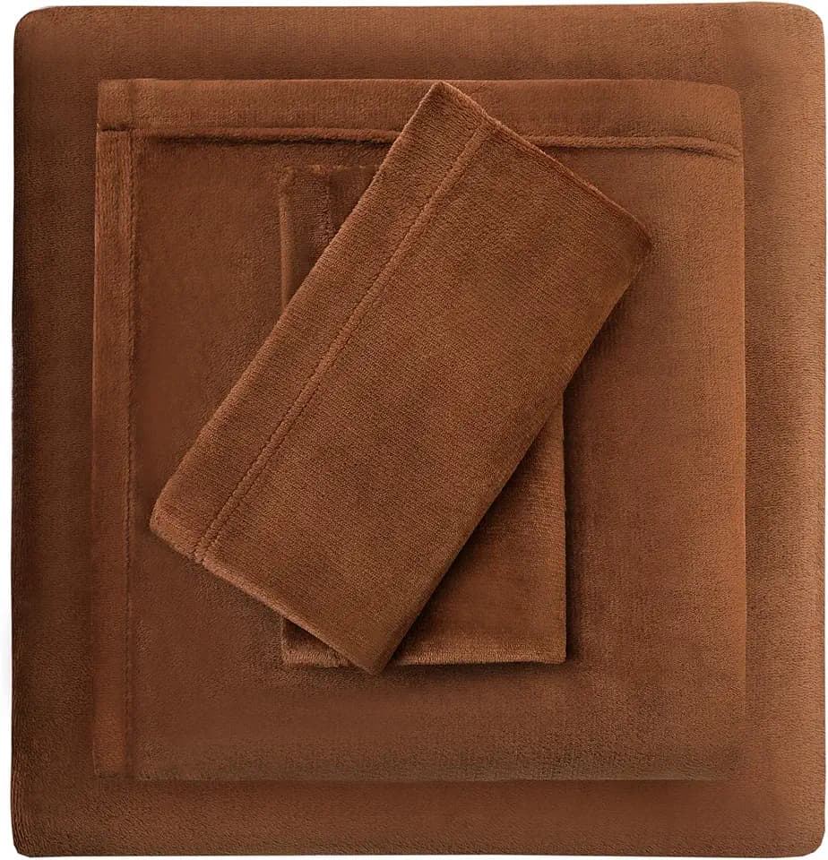 Viviland Microfleece Full Bed Sheet Set, Brown