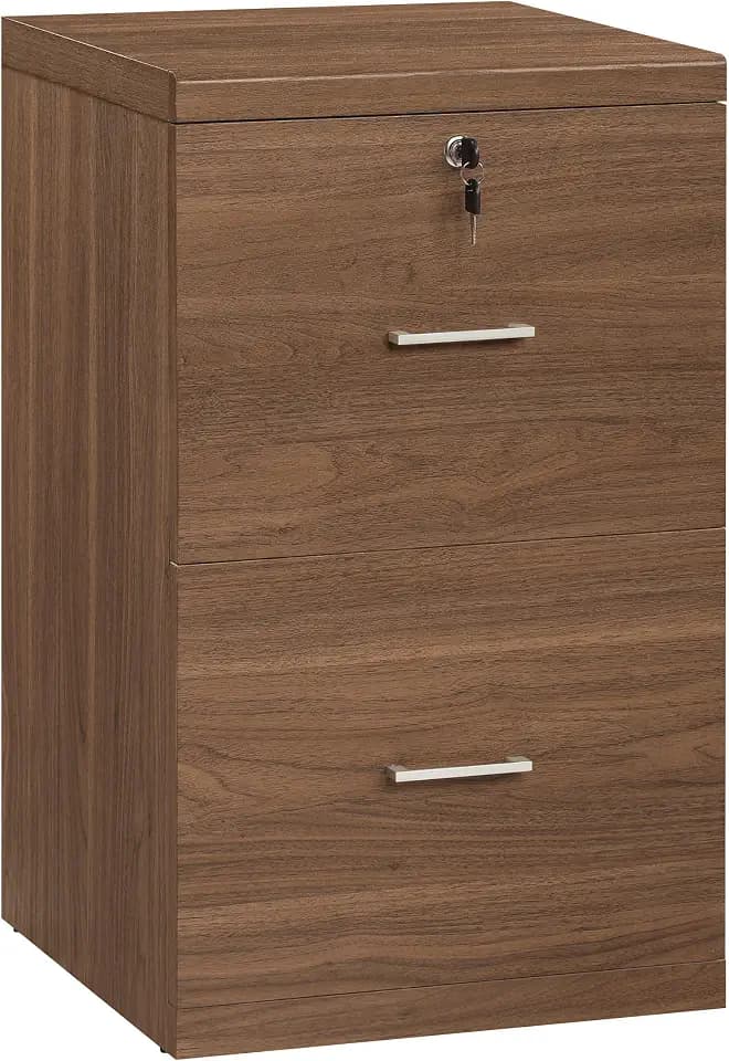 OSP Home Furnishings Alpine 2-Drawer Vertical File with Lockdowel Fastening System, 16.75 inches Wide, Majestic Walnut Finish