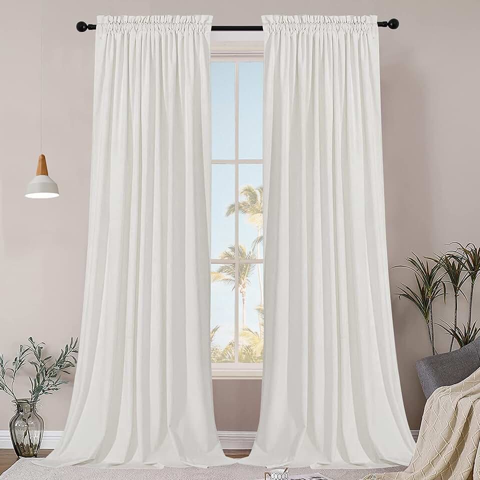 SMILETIME White Velvet Curtains with Rod Pocket 2 Panels, 52 x 96 in