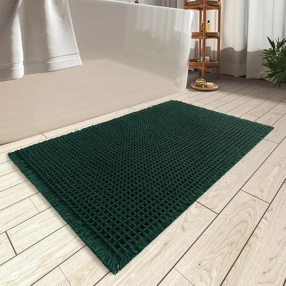 Upgraded Waffle Bath Mat Ultra Absorbent Non Slip Bathroom Mat, 20" x 32"