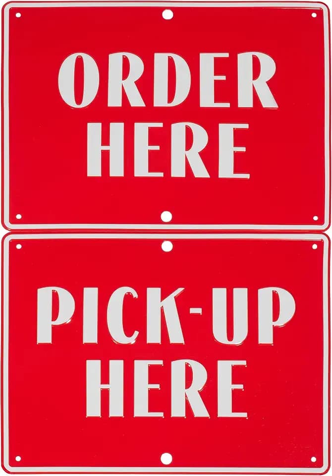 Order Here Pick Up Here Aluminum Sign Set | Coffee Bar, Food Truck, Ice Cream Shop, Store Display and Decor Signs. Aluminum Signs, 11" x 8.3"