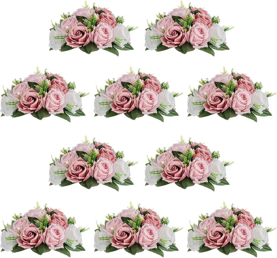 NUPTIO Flower Balls for Table Centerpieces: Dusty Pink & White Fake Flowers