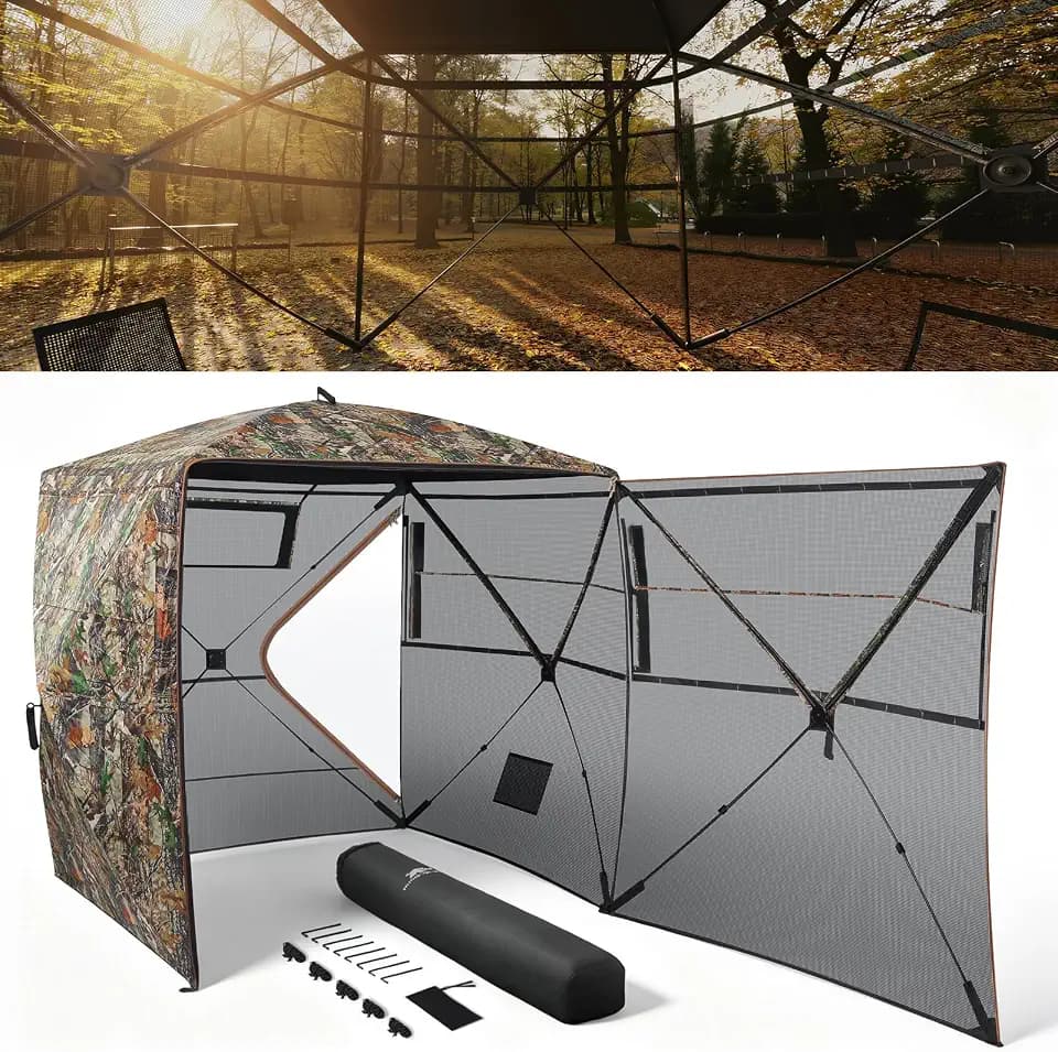 Rhino Valley Hunting Blind 360° See Through, 2/3/4/5 Person Pop Up Portable