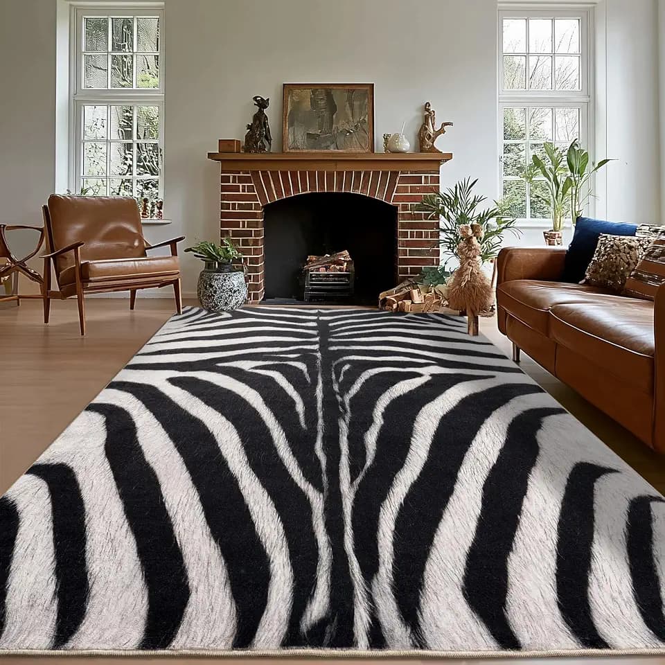 Zebra Rug Area Rugs for Living Room, 6x9 ft Animal Print Rug