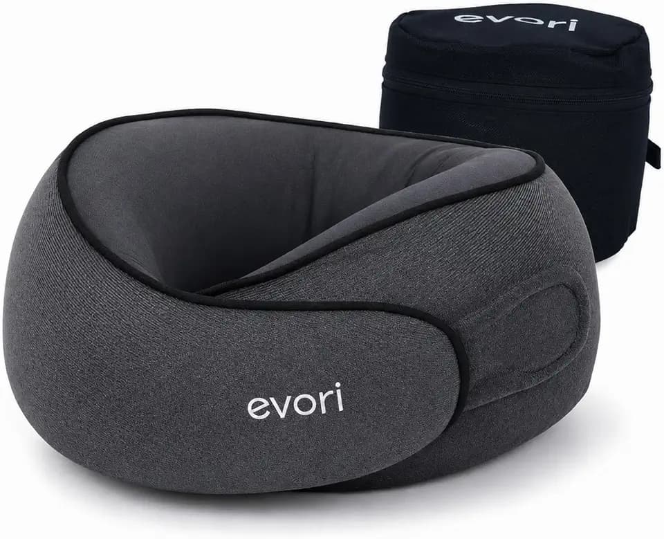 evori Memory Foam Travel Neck Pillow, 360° Support for Airplane & Car