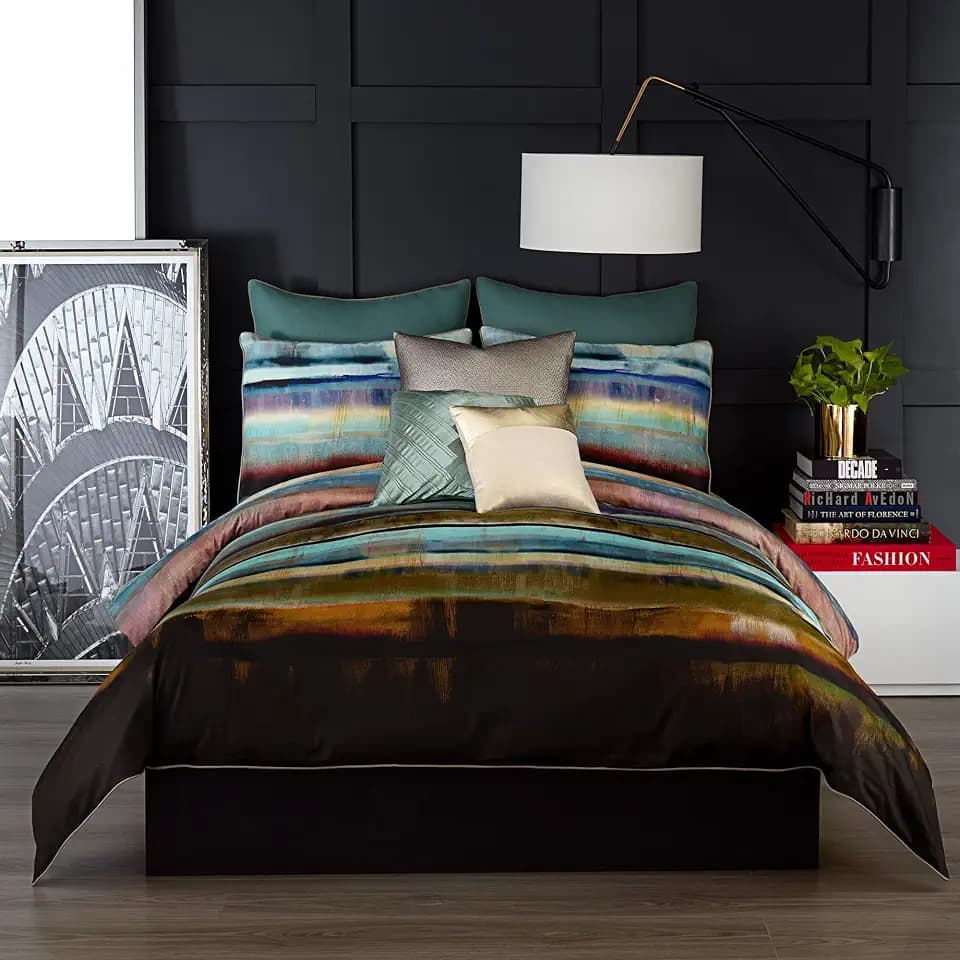 Vince Camuto Lille Multiple Cotton 3-Piece Full/Queen Duvet Set, Fashion, 100% Cotton, for Men and Women, Oeko-TEX Certified Confidence