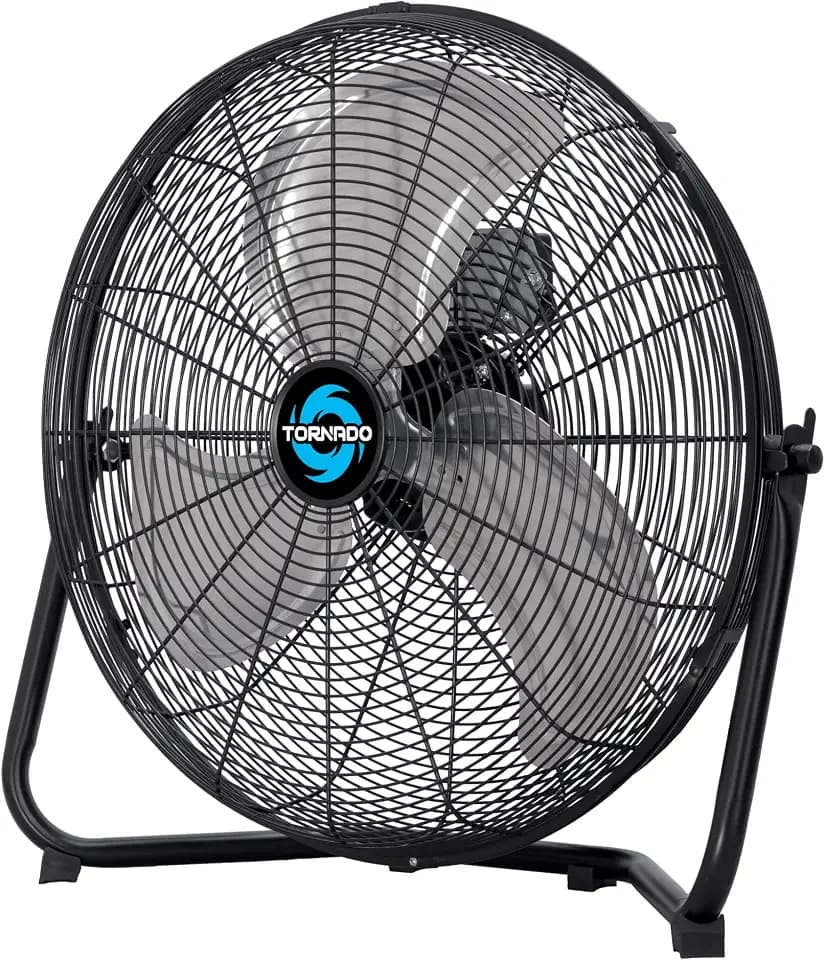 Tornado 18 Inch High Velocity Metal Floor Fan, 3-Speed Powerful Cooling for Industrial, Commercial, and Home Spaces, 120°Tilt, 6.0 FT Cord - UL safety Listed, Black