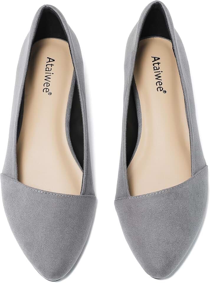 Ataiwee Women's Wide Flat Shoes Pointed Elegant Ballet Flats.