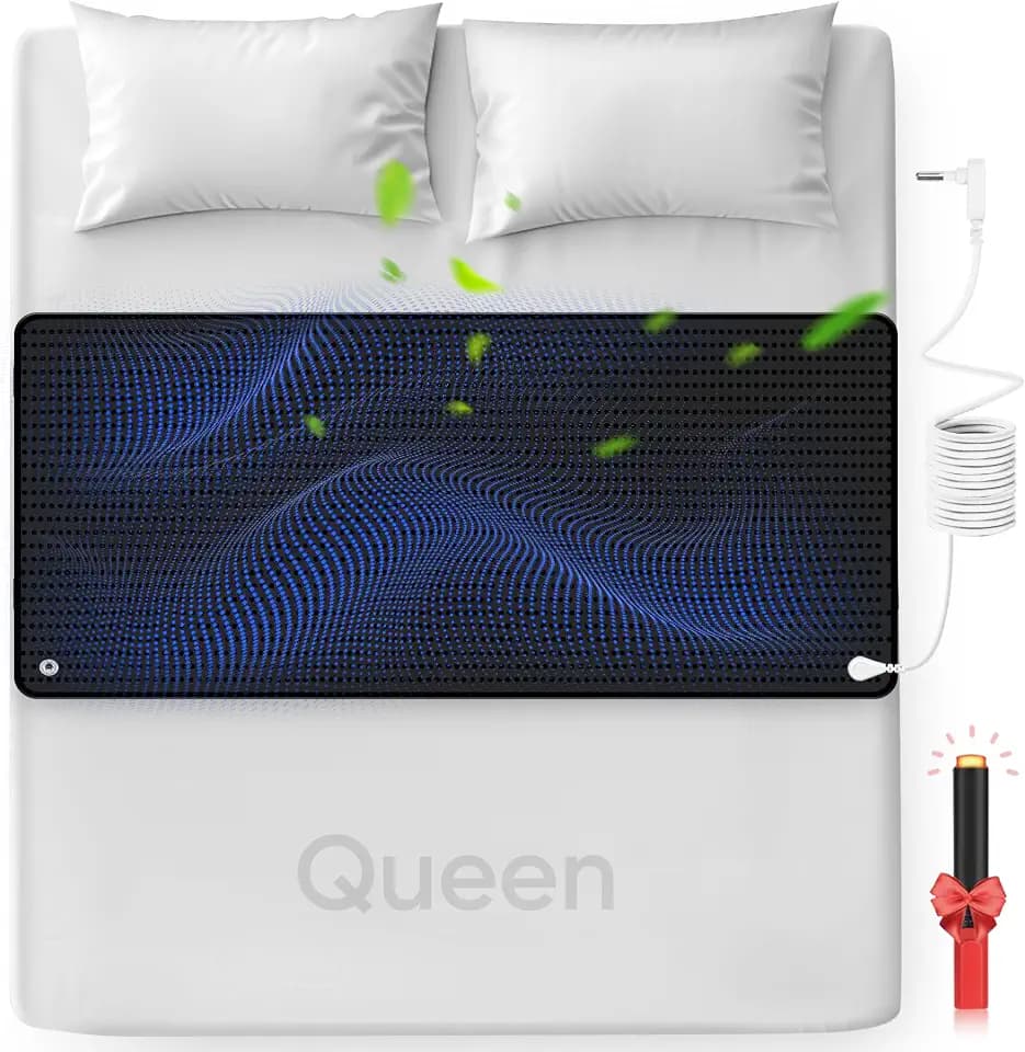 FENBAS Grounding Mat for Bed, Enjoy The Grounding Effect Indoors, for Better Sleep, Pain and Stress Relief, PU Grounding Mat Set Comes with Grounding Cord and Test Pen 27''×60''