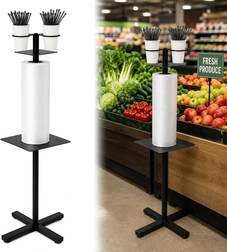 41.9 Inch Grocery Roll Bag Holder with Twist Tie Cup Organizer