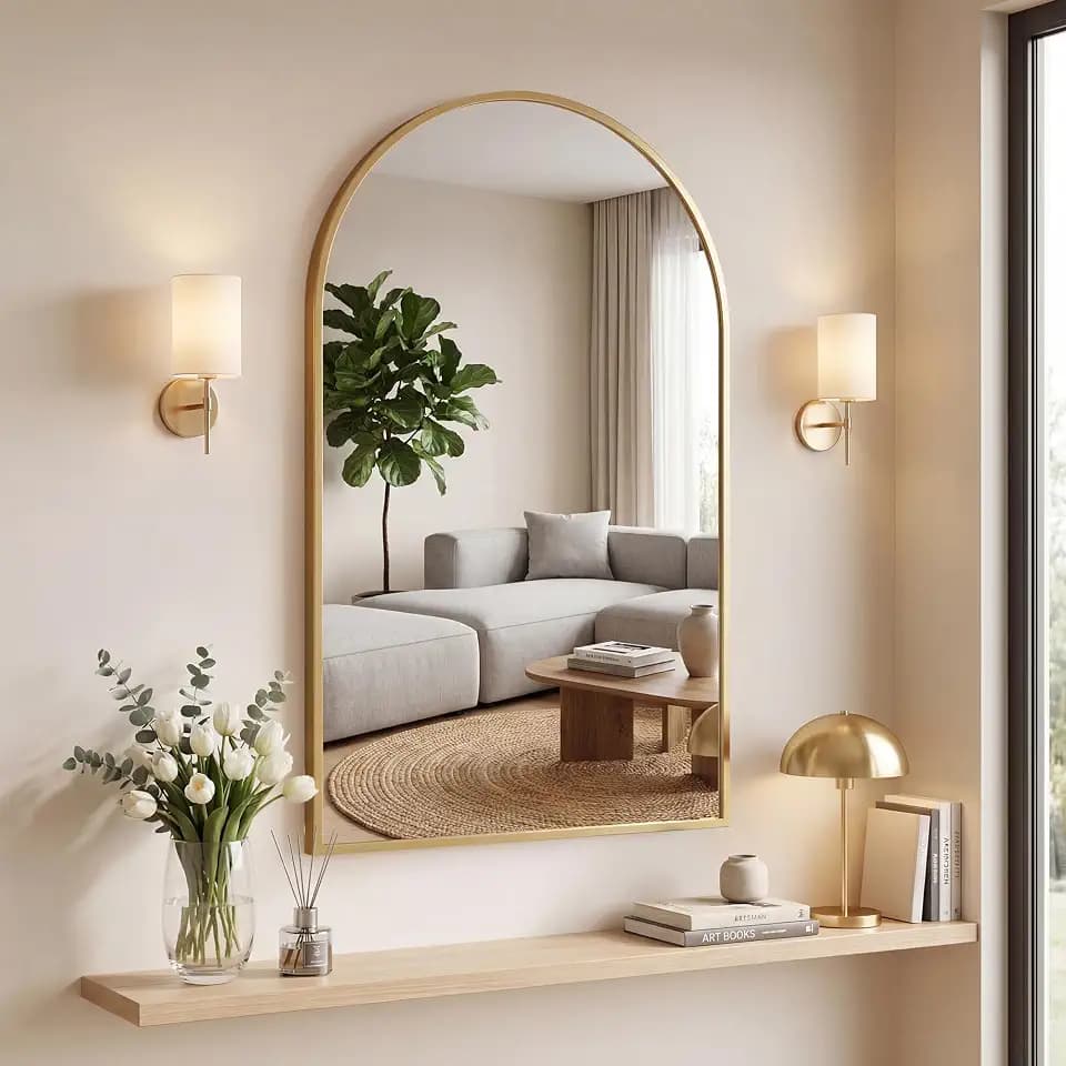 OLIXIS Arched Bathroom Wall Mirror, Vanity Mirror for Over Sink, 26x38