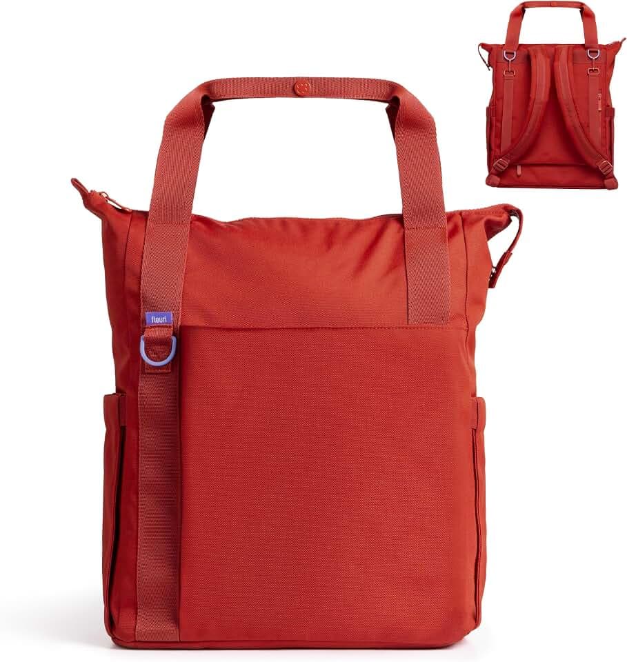 Ubbi Fleuri All-Day Diaper Bag Backpack, Easy-Clean, Wild Poppy