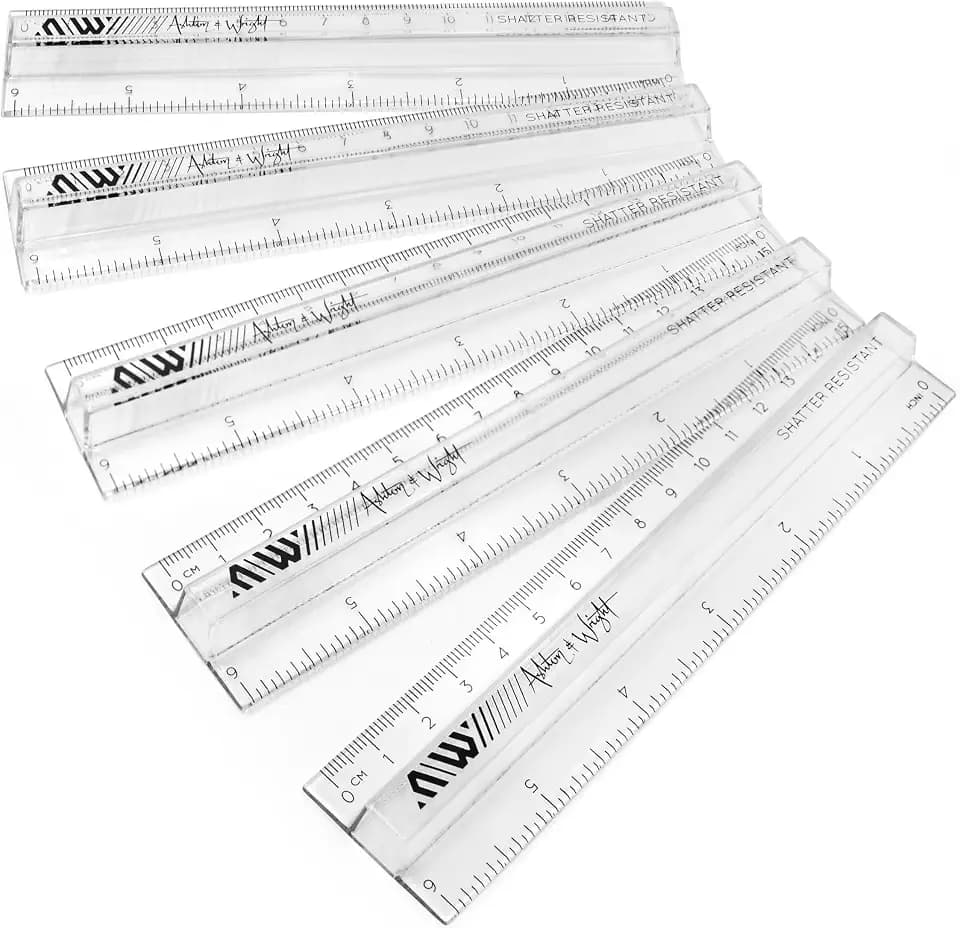 Ashton and Wright Lineal, 15 cm / 6 Zoll, erhaben, bruchfest, 5 Stück, klar