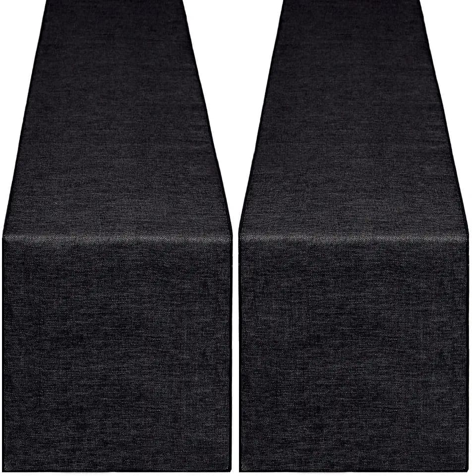 Black Burlap Table Runners 2 Packs 13x108 Inch Rustic Boho Table Runner