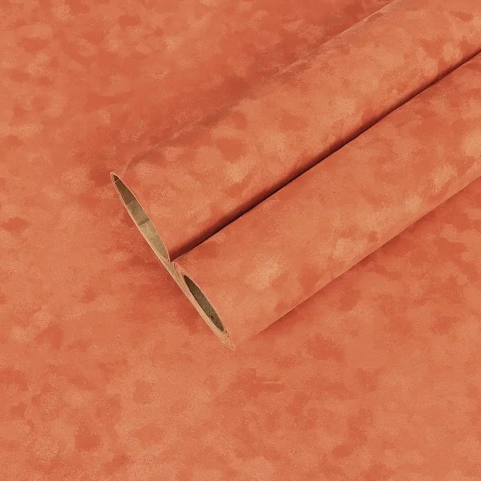 CHIHUT Self Adhesive Orange Velvet Flocking Liner for Jewelry Drawer Craft Fabric Peel and Stick Drawer Liner Roll 12''x472'' Soft Felt Fabric Wallpaper Thick Orange Contact Paper for Cabinets