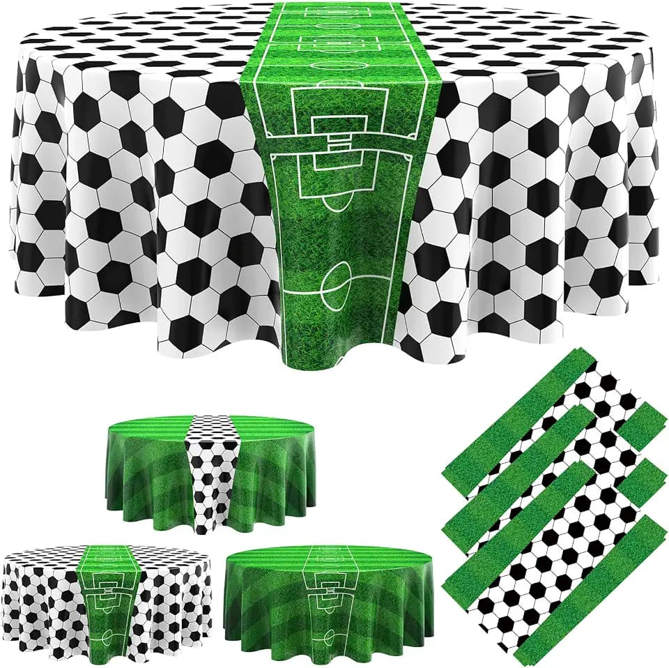 Oudain 6 Pcs Soccer Party Tablecloth 84 Inches Disposable Covers,Stylish