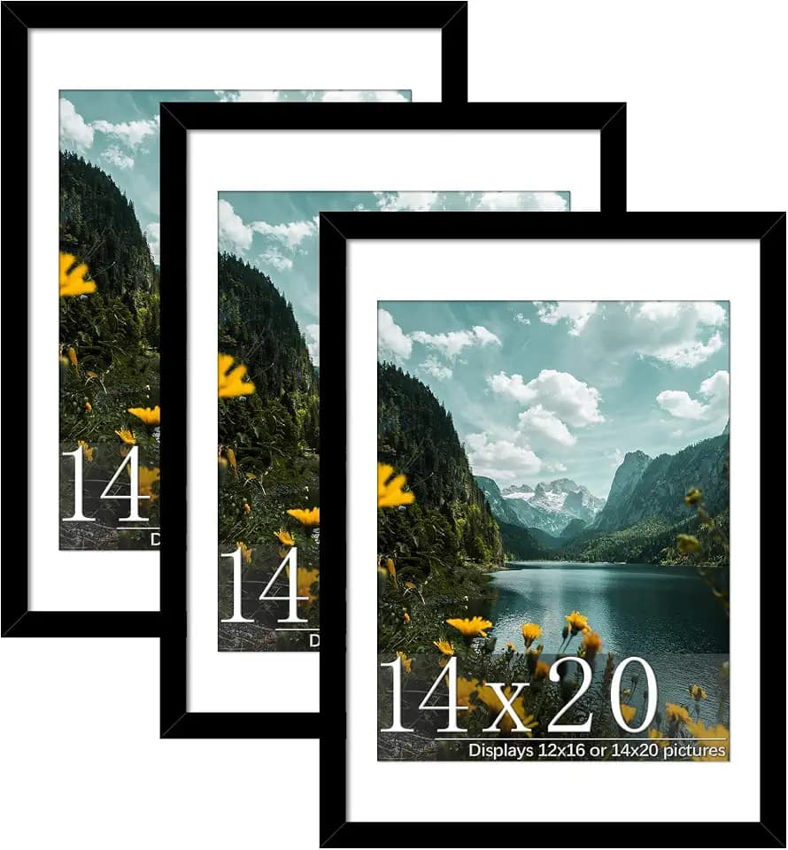 Picrit 14x20 Black Picture Frame, Poster Frame for Wall, 3 Pack