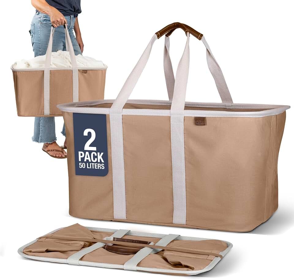 Collapsible Fabric Laundry Basket Tote Premium, Mocha, 2 Pack