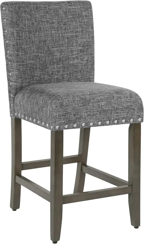 HomePop Upholstered Counter Stool, 24-Inch, Slate Gray