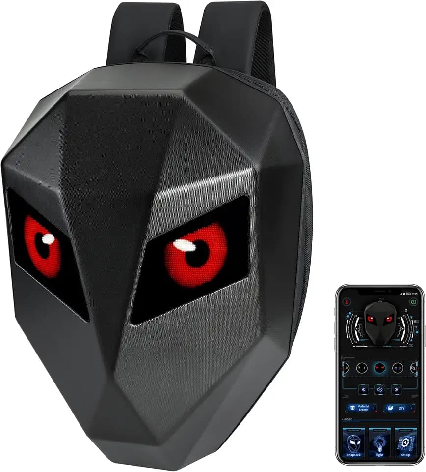 LED Motorcycle Backpack for Men With DIY Programmable Full Color Screen