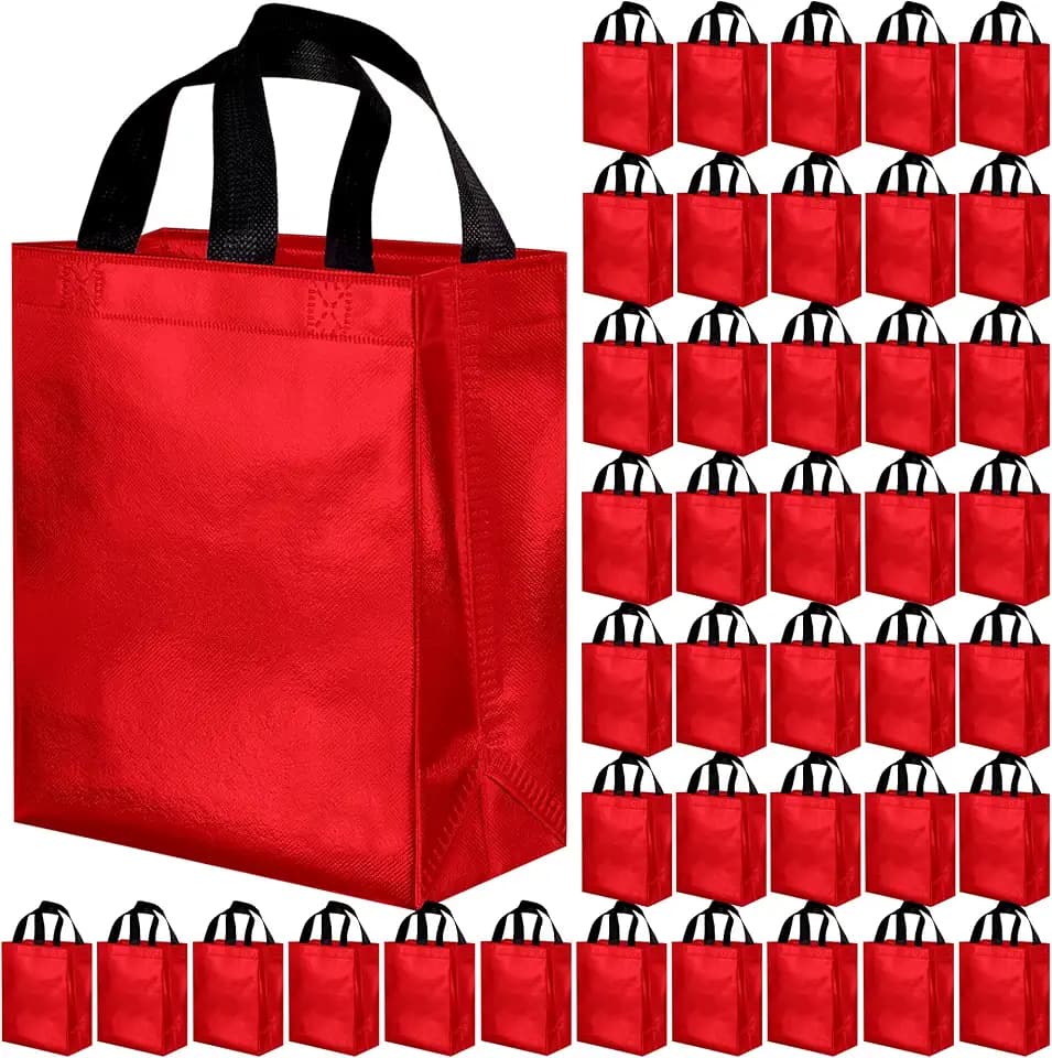 BLEWINDZ 100 Medium Reusable Gift Bags with Handles - Ideal Party Favors & Shopping Bags (10 Colors)