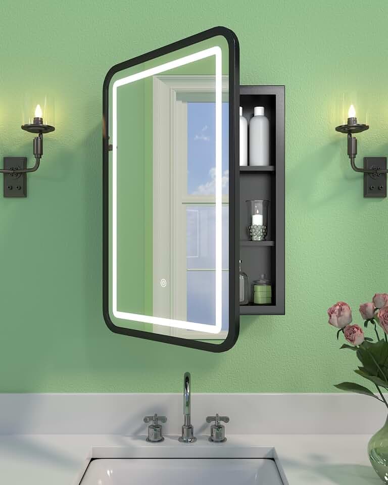 LED Medicine Cabinet Mirror for Bathroom with Lights 16x24 Inch