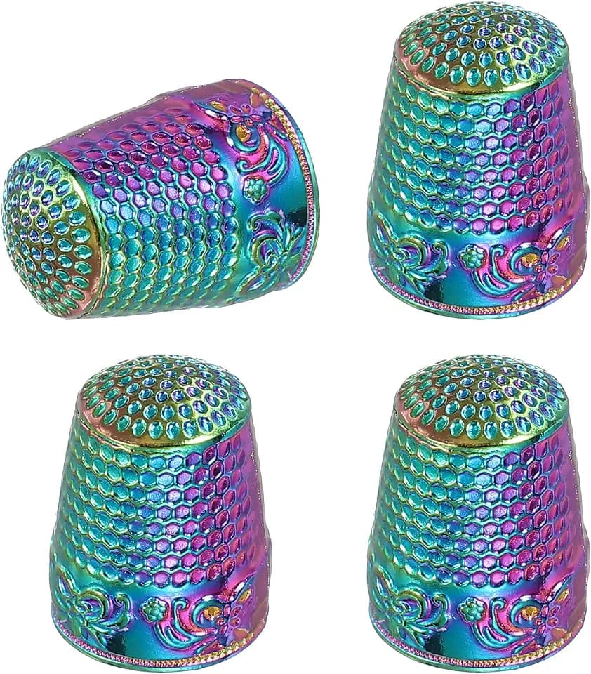PATIKIL Sewing Thimble 4Pcs Metal Thimbles Hand Sewing Finger Multicolor