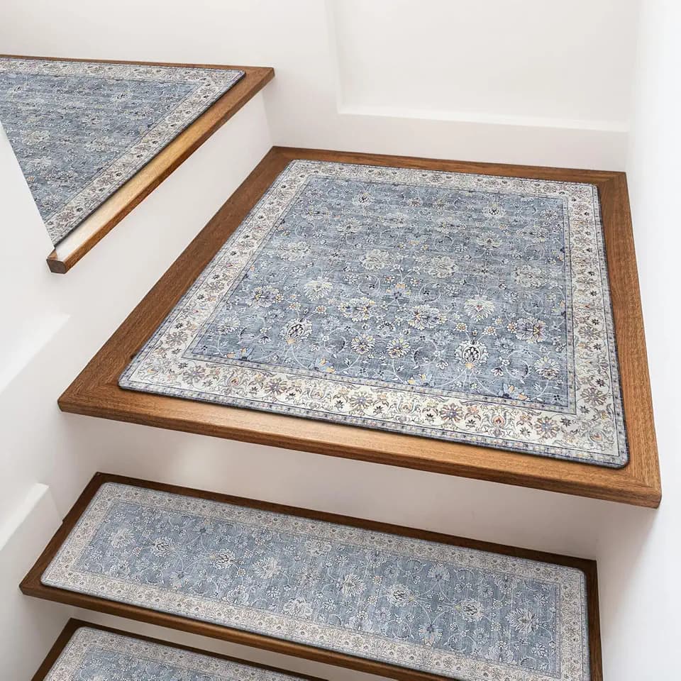 OJIA Stair Treads Non-Slip Matching Mat for Wooden Steps 31"x31" Stair Rugs