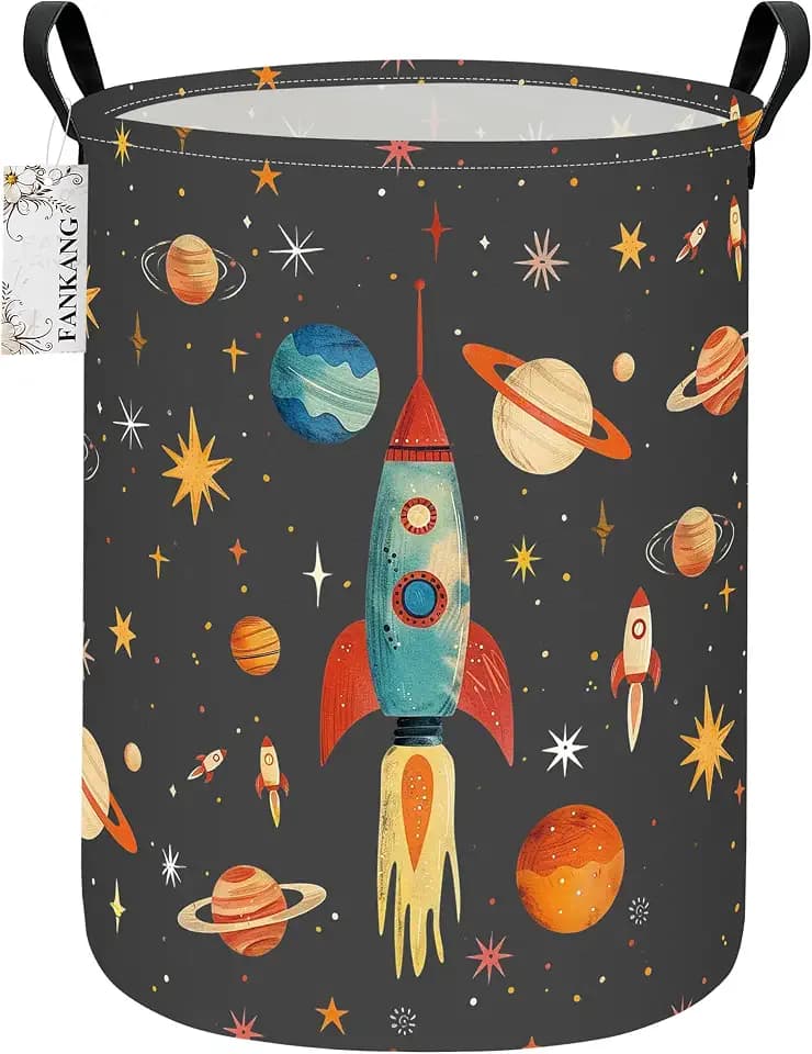 Space rocket Storage Bin Foldable Nursery Basket