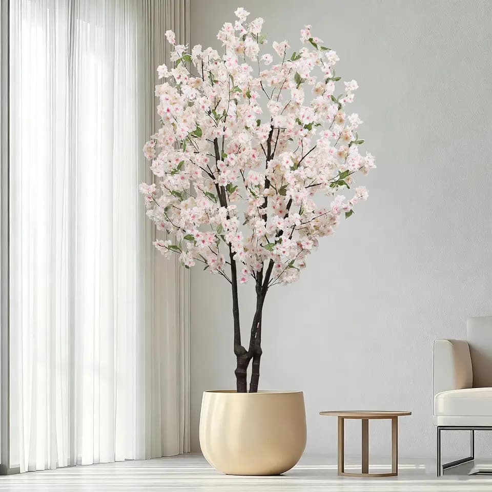 Artificial White Cherry Blossom Tree 5.7ft(68in) Faux Lifelike Plant