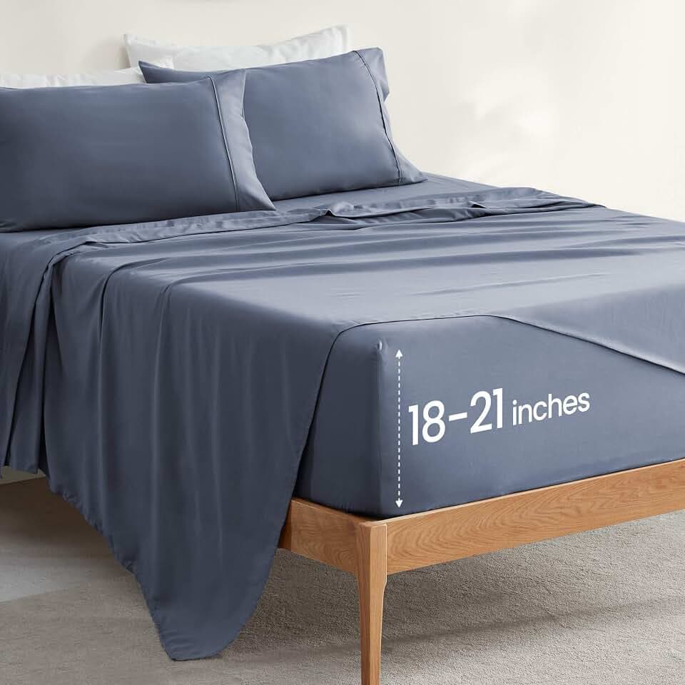 SLEEP ZONE Deep Pocket Sheet Set, Kids & College Dorm, Twin, Flint Blue