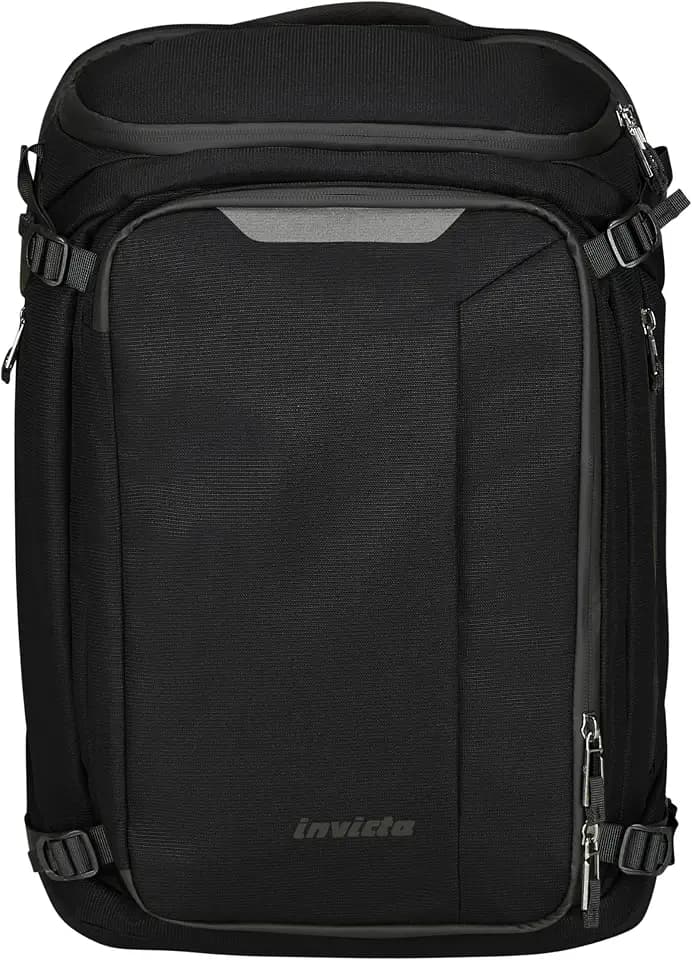 Invicta Campus M Rucksack, Business Rucksack, Tagesrucksack, Daypack, Handgepäck - Laptopfach für 15,6" Damen und Herren Arbeit Reisen; mit USB-Anschluss, wasserabweisend, schwarz