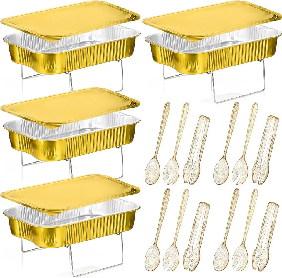Maxcheck 4 Sets Disposable Chafing Dishes Buffet Set, Large