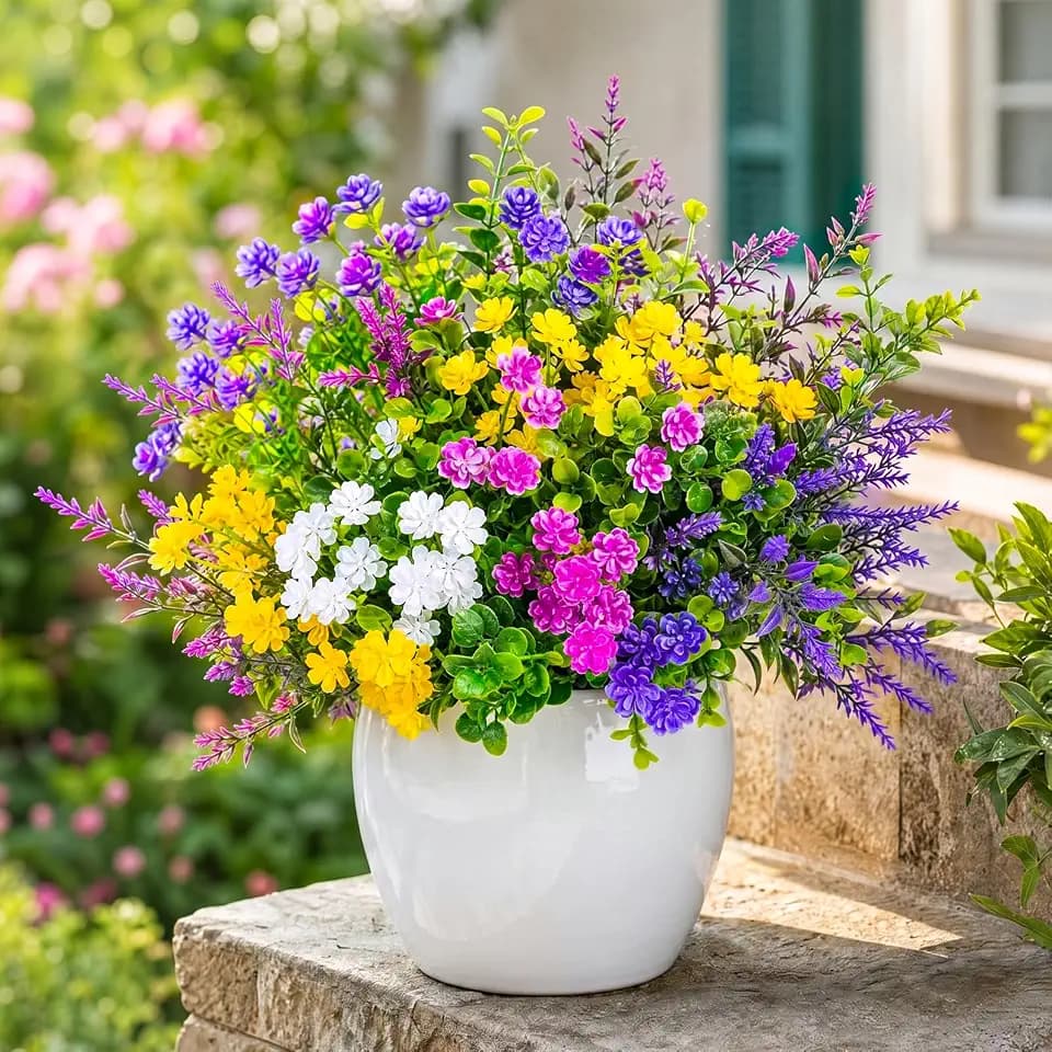 CLEANGOR 14 Pcs Artificial Flowers for Outdoors (Mix)
