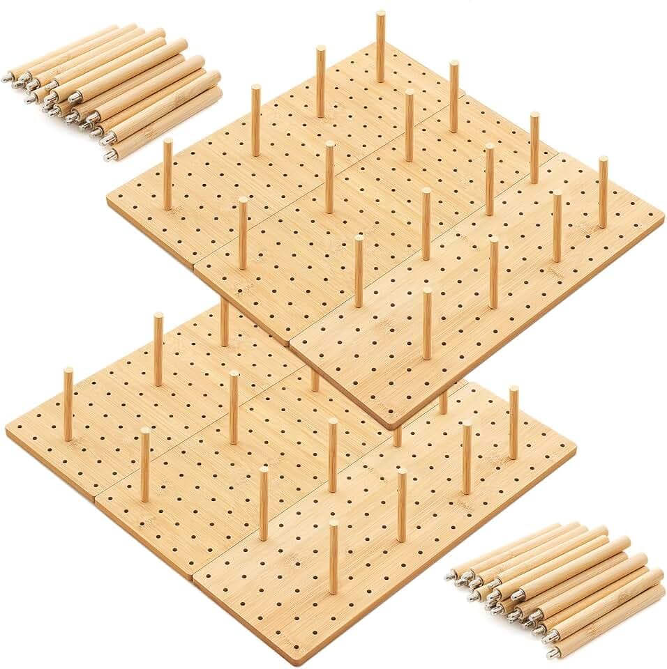 6 Pcs Wood Pegboard Drawer Organizer,Wood Color,17x5.91,Bamboo